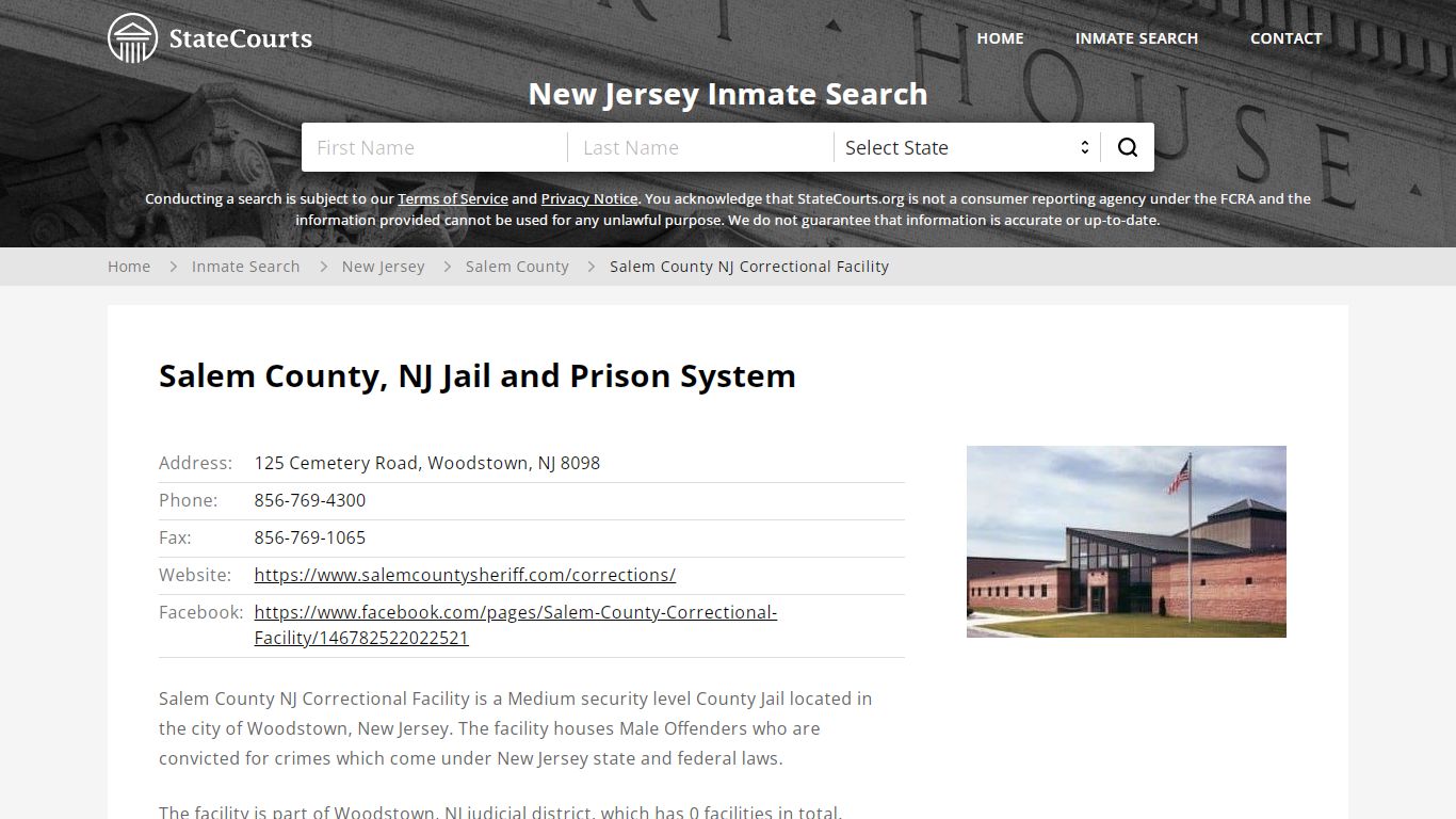 Salem County, NJ Jail and Prison System - State Courts